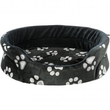 Cama Ovalada para Perros Trixie Jimmy Negra 95 x 85 cm con Huellas