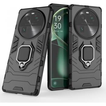 Funda Magnética Con Anillo Para Móvil Oppo Find X6 Negra, Carcasa Antigolpes Resistente Rígida Dura con Tecnología de Absorción de Golpes y Soporte para Ver Multimedia en Manos Libres y