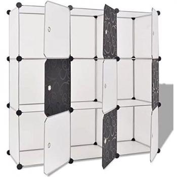 vidaXL Storage Cube Organiser with 9 Compartments Black and White