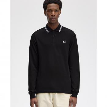 Fred Perry Men's Long Sleeve Polo Shirt with Trim - Size 3XL Classic Black