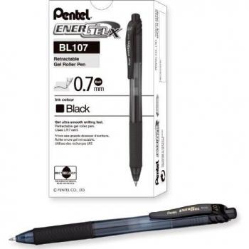 Pentel BL107-A Bolígrafo de Gel retráctil Negro 0.7mm -12 unidades-