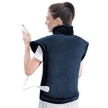Manta Electrica Espalda y Cuello, 60x85cm Almohadilla Eléctrica con 4 Niveles de Temperatura, 120 min Apagado Automático Protección contra Sobrecalentamiento, Lavable a Máquina