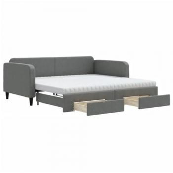 Sofá cama nido con cajones tela gris oscuro 100x200 cm