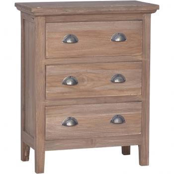 Solid Teak Wood Sideboard with 3 Drawers, 60x30x75 cm