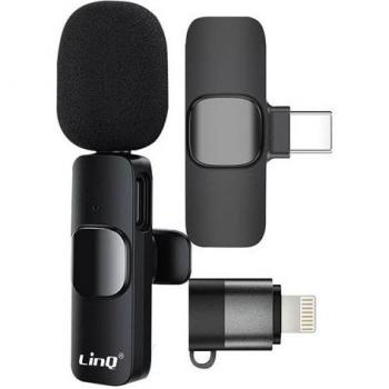 Micrófono Inalámbrico con Reducción de Ruido y Adaptadores USB-C y Lightning - Negro