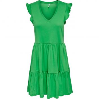 Only May Ruffled Short Sleeve Dress - Green Regular Fit