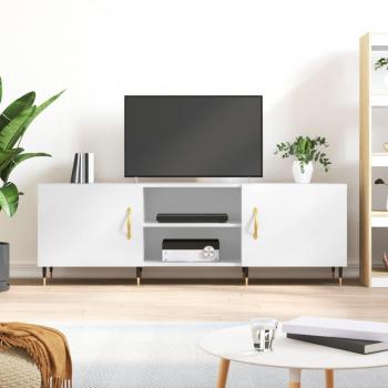 Mueble para TV de madera de ingeniería blanco brillante 150x30x50 cm