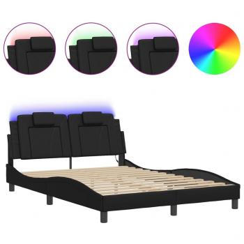 vidaXL Black LED Bed Frame without Mattress, Double Size 53.9x74.8
