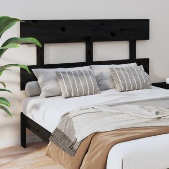 Cabecero de cama negra 124x3x81 cm madera maciza de pino