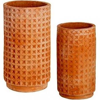 Kave Home - Set Celi de 2 macetas de Terracota Ø 34 cm/Ø 25 cm