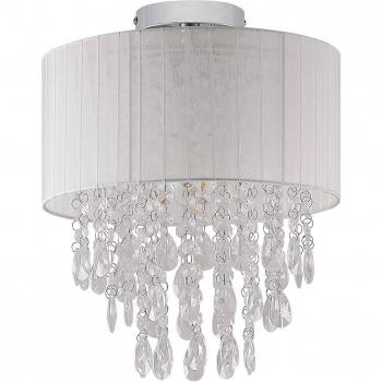 Plafón con colgante de vidrio Lindby Ewelina, lámpara de techo moderna en plateado, fabricada en plástico e.o., adecuada para salón y comedor, con 1 llama tipo E27