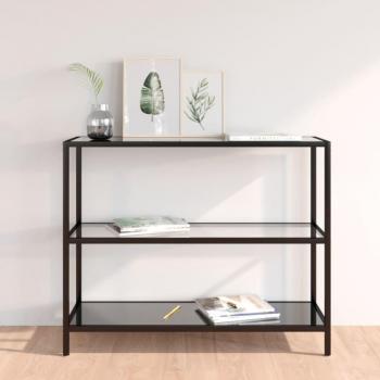 Estantería de vidrio templado transparente y negra 100x36x90 cm