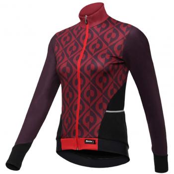 Santini Maillot De Ciclismo De Manga Larga para Mujer 2018 Fashion Coral Bordeau