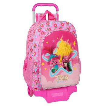 Mochila Escolar con Carro Safta 905 Trolls 3 - Diseño Ergonómico, Amplio Espacio de Almacenamiento, Bolsillos Multifuncionales, Dimensiones 46x30 cm