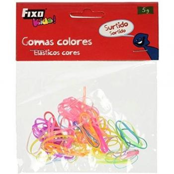 Fixo Kids 68015000. Pack de Gomas Elásticas de Colores para Manualidades, Tamaño Mini, 5 Gramos