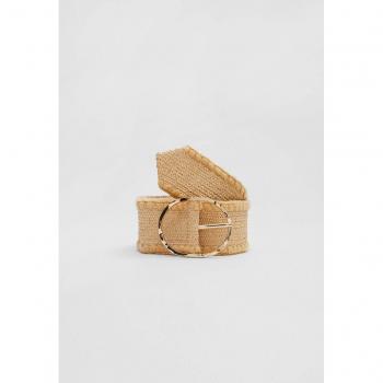 Pale Tan Elastic Belt with Topstitching 30