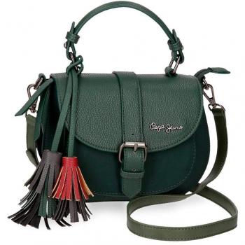 Pepe Jeans ANN Bandolera con Solapa Verde 22x15x6 cms Poliéster