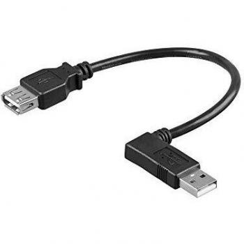 Cable USB 2.0 A macho angulado a hembra 0,3 m - Alta velocidad, color negro