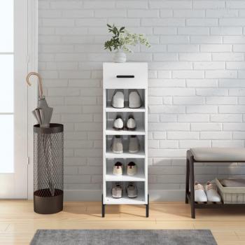 Zapatero blanco pulido 30x35x105 cm madera multicapa