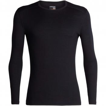 Icebreaker 200 Oasis Long Sleeve Merino Wool Crew Top - Black - Men's Size S