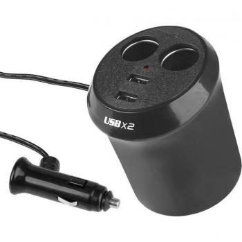 Repartidor de encendedor Kubek 12/24V doble, 2 USB 1000 mA