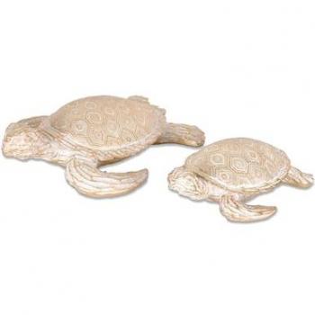 Juego de 2 Tortugas Doradas de Resina Decorativa Manuela - Figuras de 32.5 x 10 x 24.5 cm