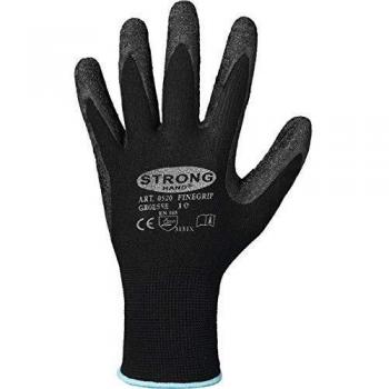 Guantes Finegrip Talla 6 Negro EN 388 PSA II Nailon con Látex Retráctil STRONGHAND (Paquete de 12)