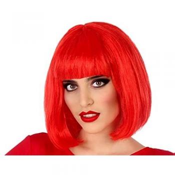Atosa 43309 Peluca Media Melena con Flequillo, Rojo