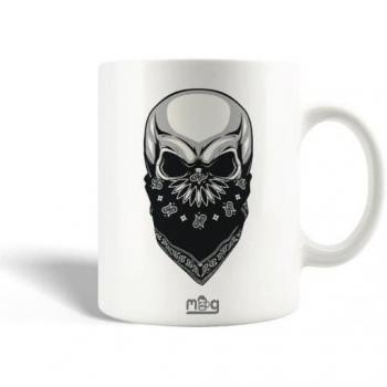 Taza Cerámica Calavera Máscara Negra 30cl Apta para Lavavajillas MANIACASE