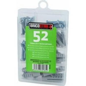Bricostar - Caja 52 pcs Tornillos y Tacos Surtidos
