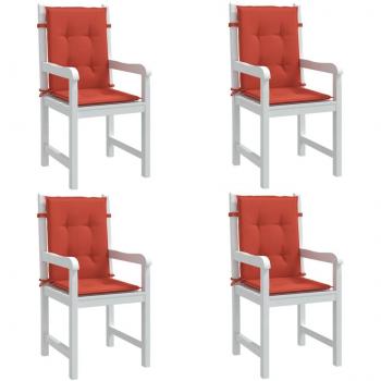 Cojines de silla respaldo bajo 4 piezas Rojo Mélange 100x50x4 cm Tela