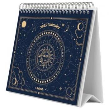 Calendario de escritorio 2025 Astral Erik azul oscuro, base resistente, planificador mensual con espacio para anotar y vista mensual global