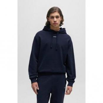 HUGO Sudadera Dapo marino para hombre, con capucha y French Terry