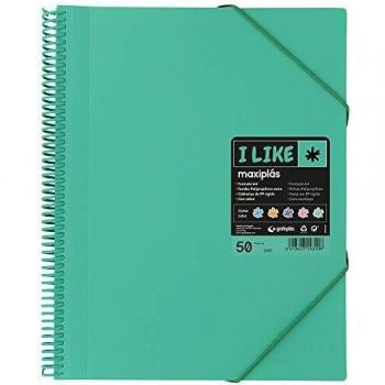 Grafoplás Maxiplás I Like - Carpetas con Fundas Espiral, 50 Fundas, Verde