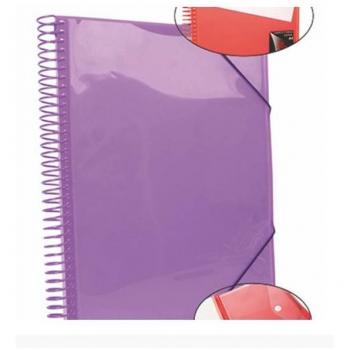 Carpeta Espiral 20 Fundas A4 Lila con Bolsillo 31x25x2 Cms