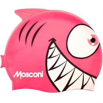 Gorro de Natación Mosconi Shark Jr. para Niños - Protección para el Cabello - Diseño de Tiburón - Color Fuxia Infantil