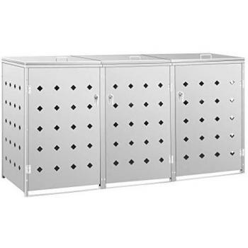 vidaXL Triple Wheelie Bin Shed 240 L Stainless Steel