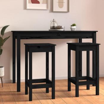 Taburetes altos de bar 2 uds madera maciza de pino negro 40x40x78 cm