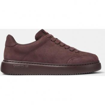 Zapatillas de piel de mujer con cordones en burdeos