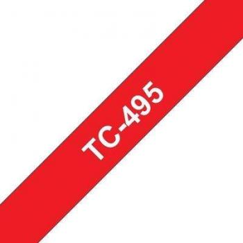 Cinta Laminada Brother TC-495 9mm Blanco sobre Rojo 7.7m para P-Touch