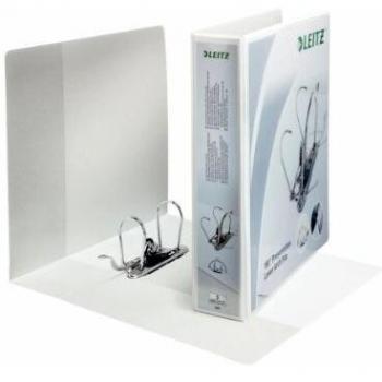 Carpeta de anillas personalizable A4 con lomo de 75 mm color blanco marca Leitz, Carpeta de archivo A-Series jaspeada gris tamaño A4 sin mecanismo rado, Caja para archivador