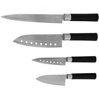 Cecotec Set de cuchillos Santoku. Filo de grosor de 2mm, Cuchillo de trinchar, cuchillo Chef, cuchillo multiusos, cuchillo picador, Presentación en Estuche