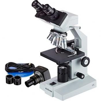 Microscopio binocular de AmScope B100B-MS-3M 40X-2000X + Cámara digital de 3MP + Mec. Plataforma