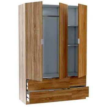 Habitdesign LCX453F - Armario Ropero 3 Puertas y 4 Cajones, Armario Habitación Dormitorio, Medidas: 200 cm