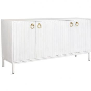 Aparador DKD Home Decor Metal Blanco Madera de Mango (152 x 40 x 77 cm)