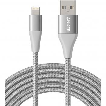 Anker PowerLine+ II Lightning Cable (3m), MFi Certified for iPhone X/8/8 Plus/7/7 Plus/6/6 Plus/5/5S - Silver
