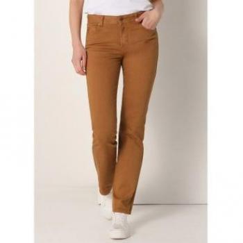 Pantalón Lois para mujer color marrón de tiro bajo y corte recto - tallaje en pulgadas