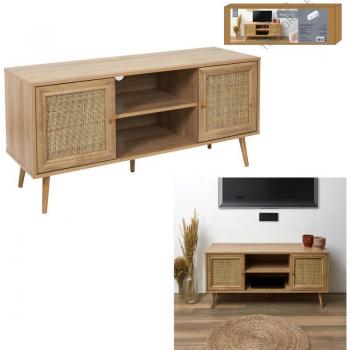 Mueble TV Bali con Diseño Moderno y Exotismo Balinés - CMP IBERICA, Soporte de tv de madera de 2 puertas Bali