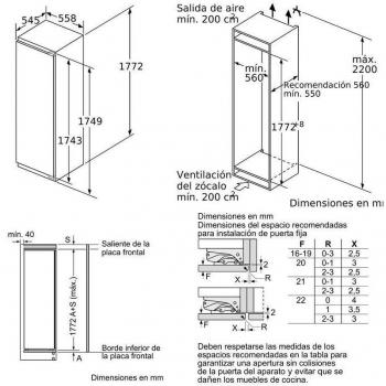 Siemens iQ500 GI81NAEF0 Congelador Vertical Integrable 177.2 x 55.8 cm No Frost Clase F 211 L Blanco