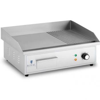 Plancha eléctrica profesional 3000W con superficie de hierro lisa y estriada (548 x 350 mm)